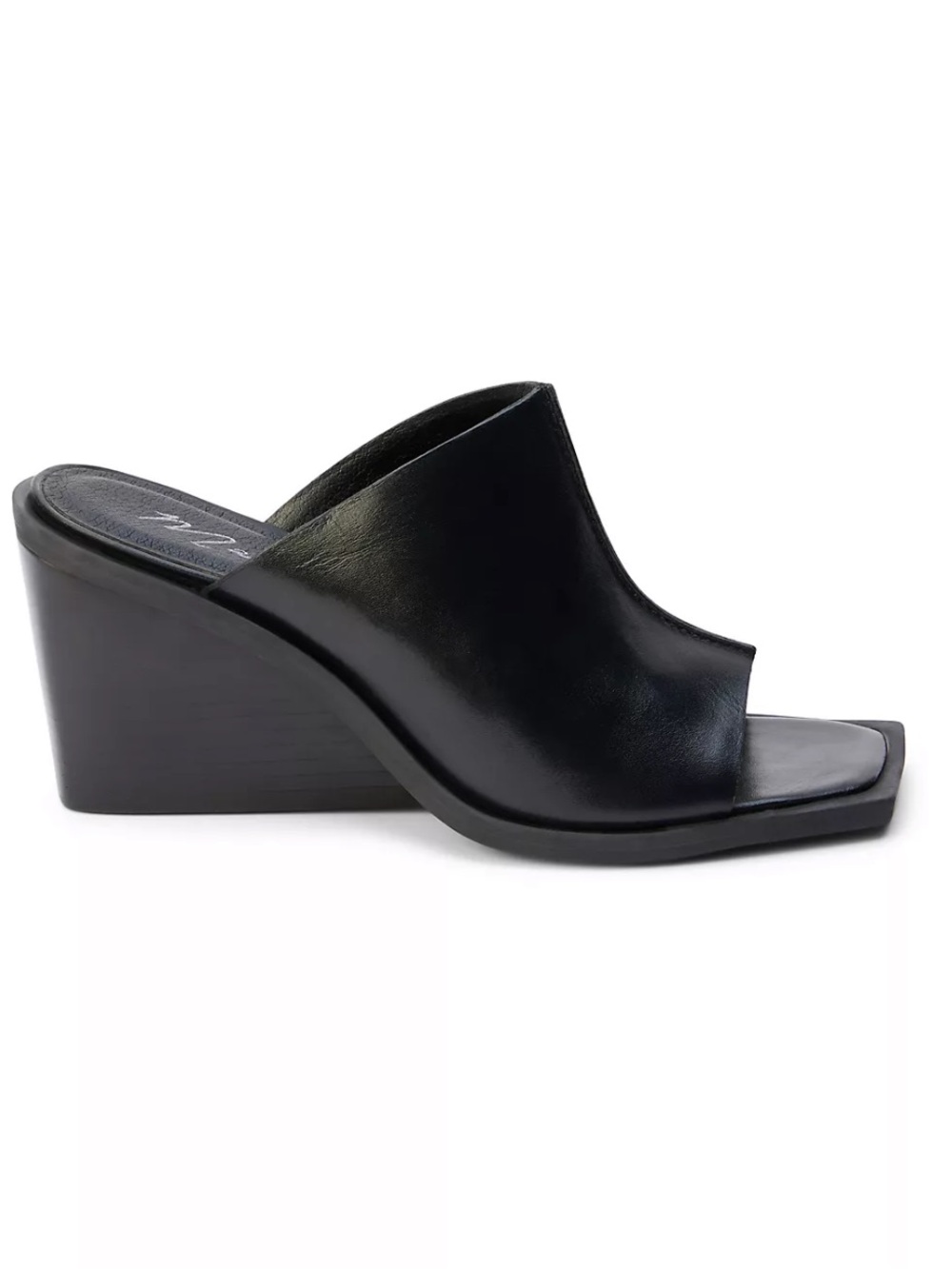 Anthropologie Mattisse Lillie Wedge Black Leather Square Toe Sandals NEW Size 10